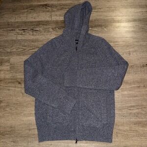 Banana Republic Sweater Mens L Blue Gray Zip Up Hoodie Merino Wool Filpucci